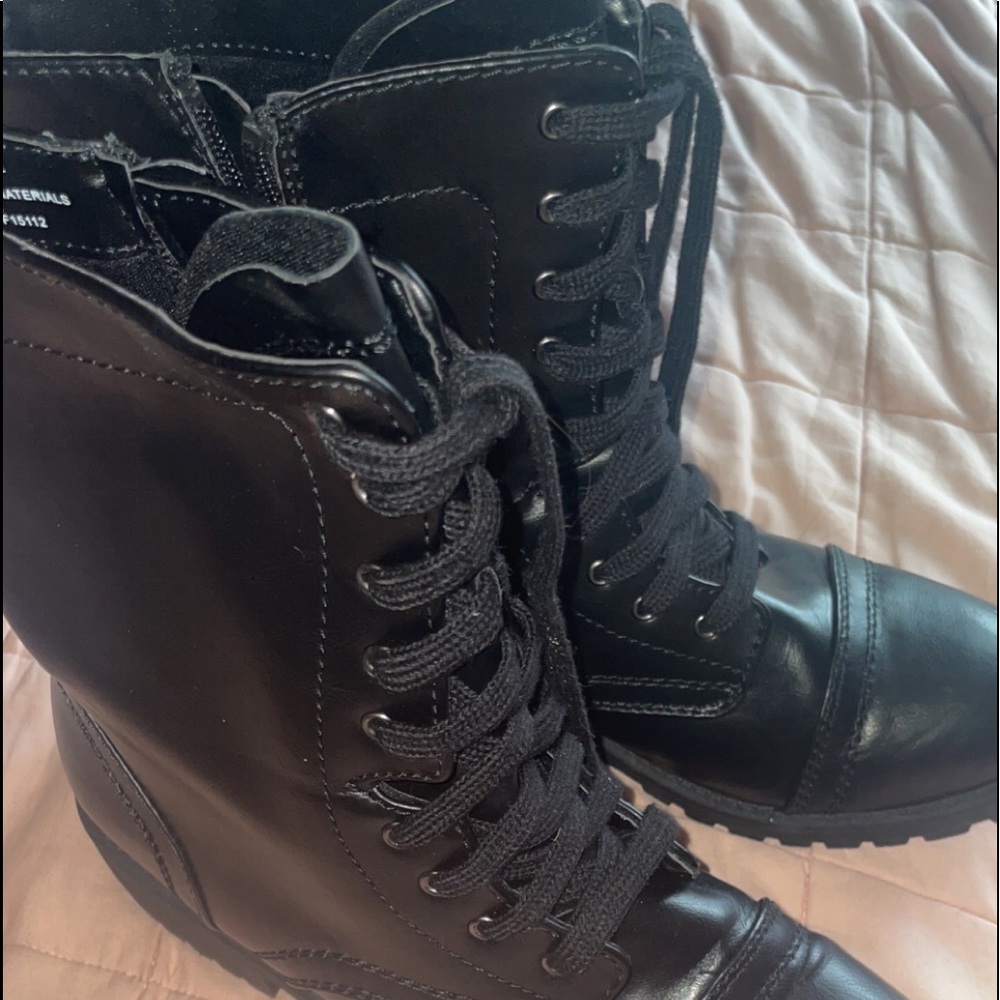 Black leather boots